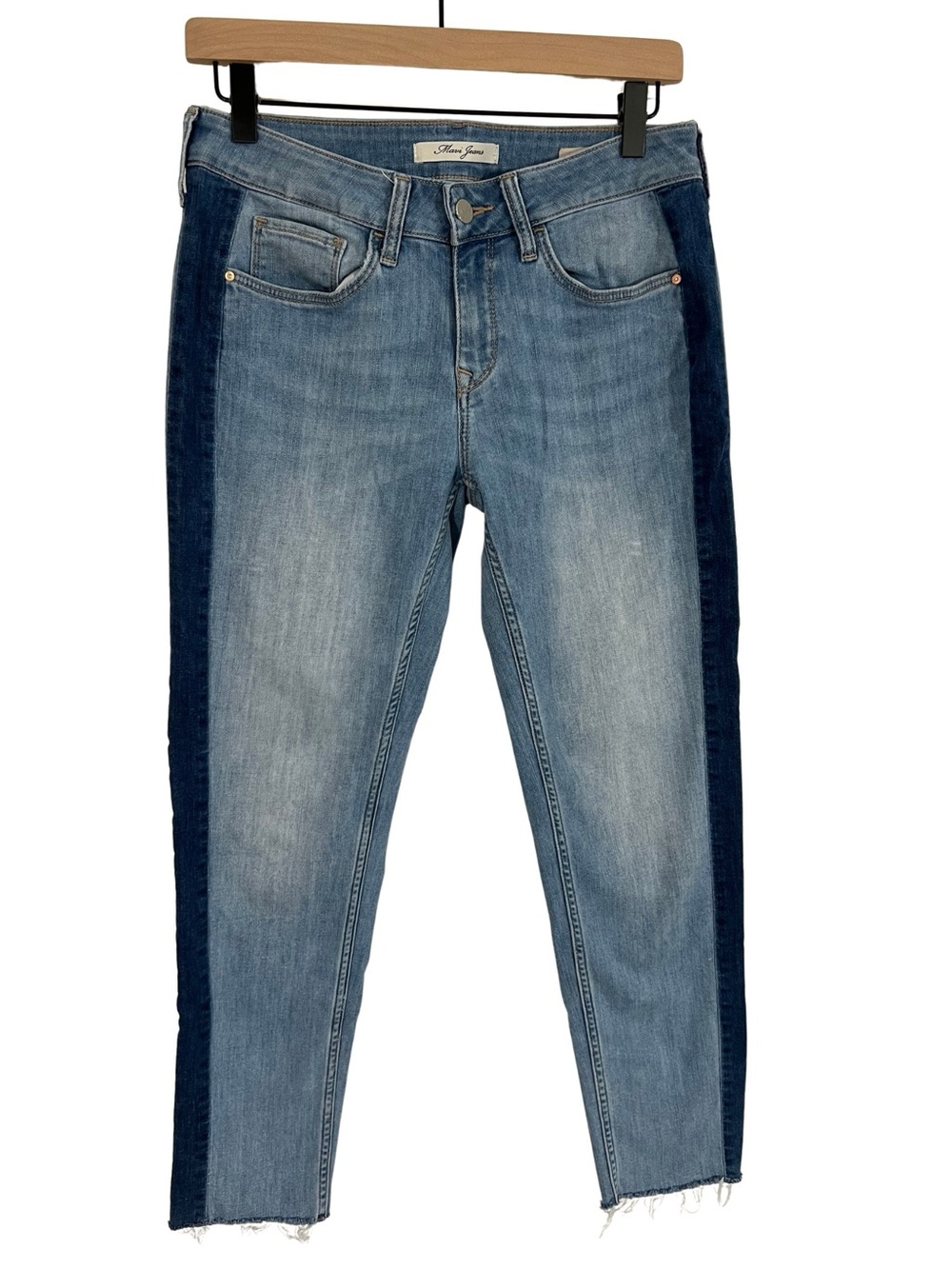 Mavi Ada Boyfriend Jeans Womens 26 Side Stripe Raw Hem Ankle Denim